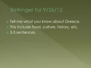 Bellringer for 9/26/12
