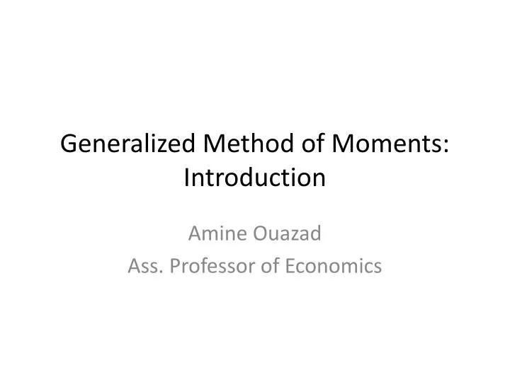 generalized method of moments introduction