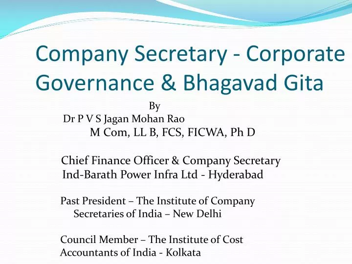 company secretary corporate governance bhagavad gita