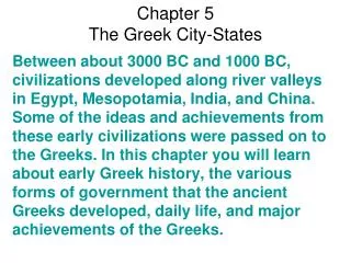 Chapter 5 The Greek City-States