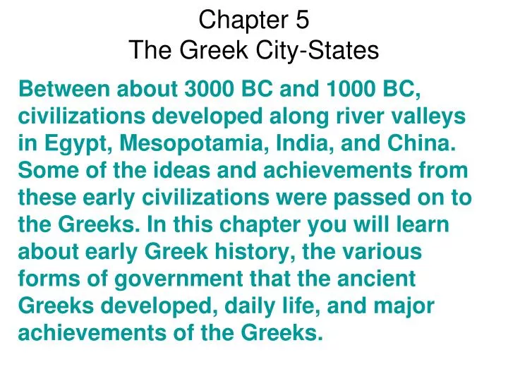 chapter 5 the greek city states