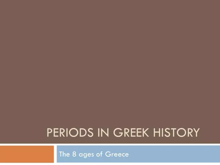 periods in greek history