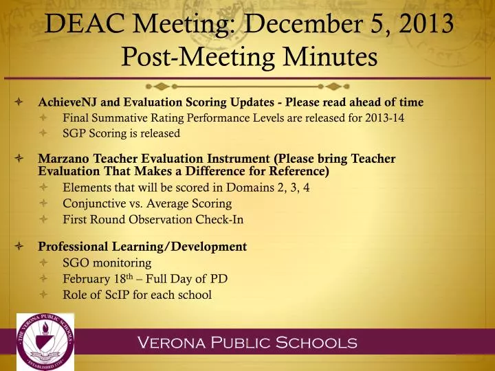 deac meeting december 5 2013 post meeting minutes