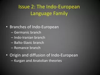 Issue 2: The Indo-European Language Family
