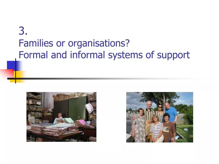 3 families or organisations formal and informal systems of support
