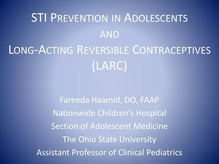 sti prevention in adolescents and long acting reversible contraceptives larc