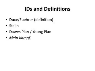 IDs and Definitions
