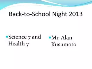 Back-to-School Night 2013