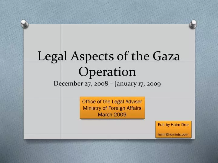 legal aspects of the gaza operation december 27 2008 january 17 2009