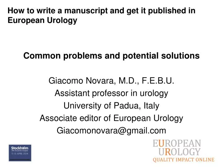how to write a manuscript and get it published in european urology