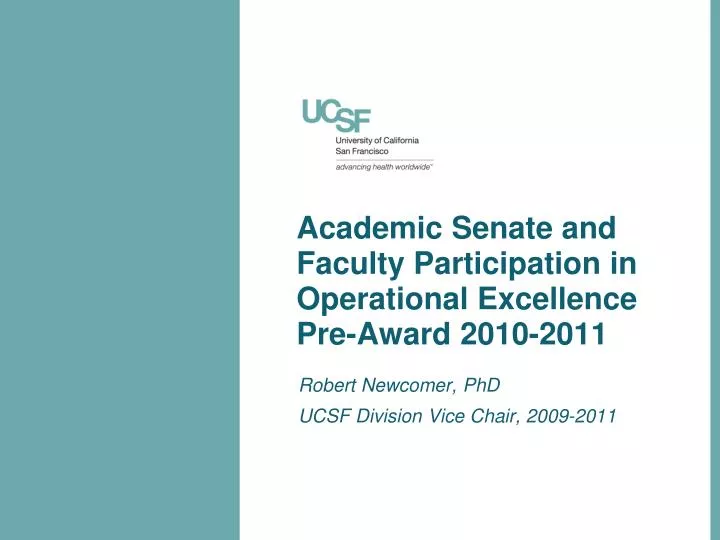 academic senate and faculty participation in operational excellence pre award 2010 2011