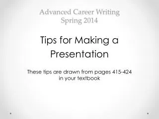Advanced Career Writing Spring 2014