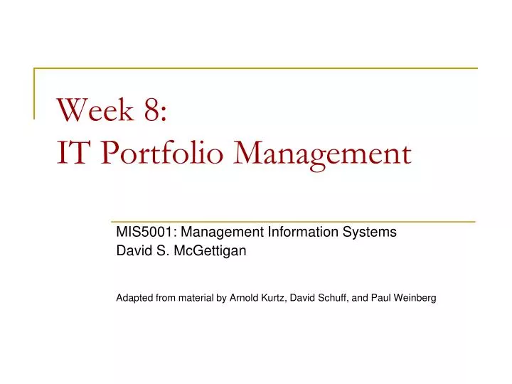 week 8 it portfolio management