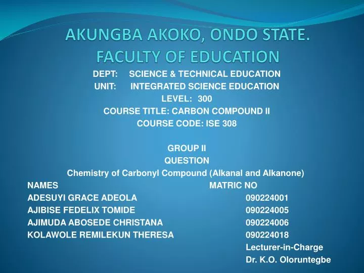 akungba akoko ondo state faculty of education
