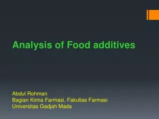Analysis of Food additives