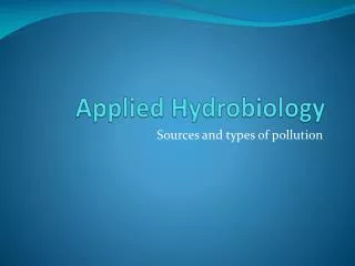 Applied Hydrobiology