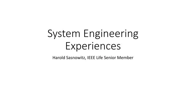 system engineering experiences