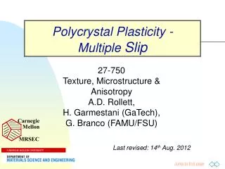 Polycrystal Plasticity - Multiple Slip