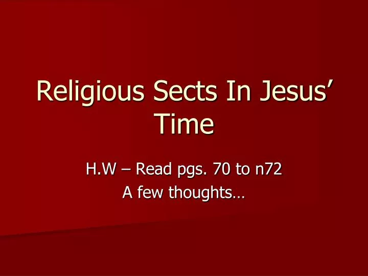 religious sects in jesus time