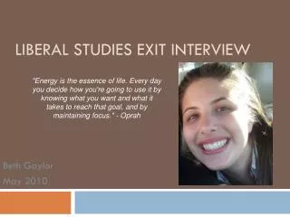 Liberal Studies Exit Interview