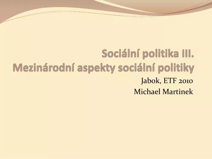 soci ln politika iii mezin rodn aspekty soci ln politiky