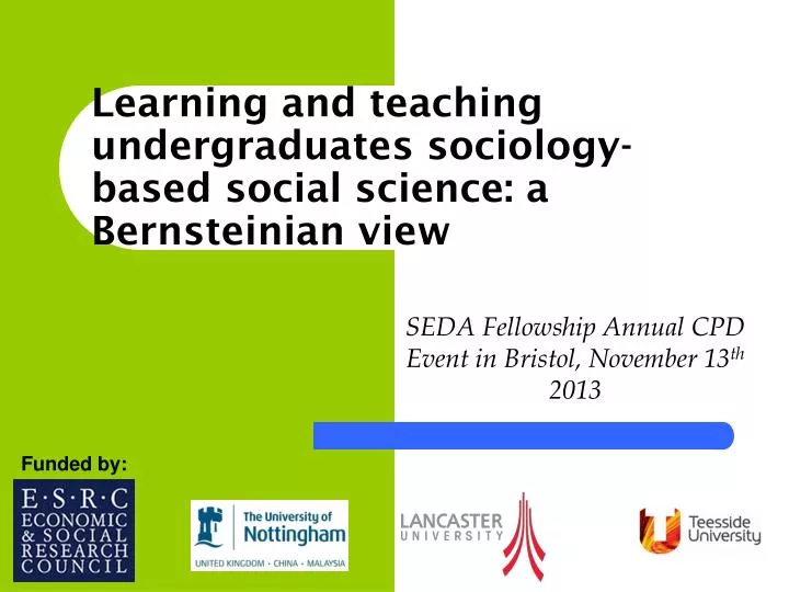 learning and teaching undergraduates sociology based social science a bernsteinian view