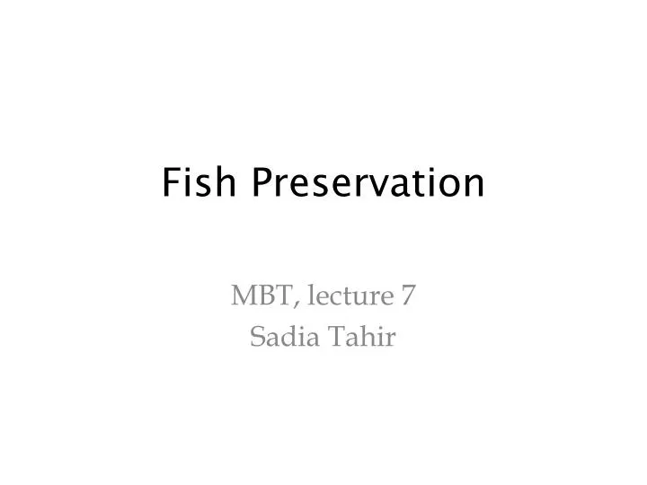 fish preservation