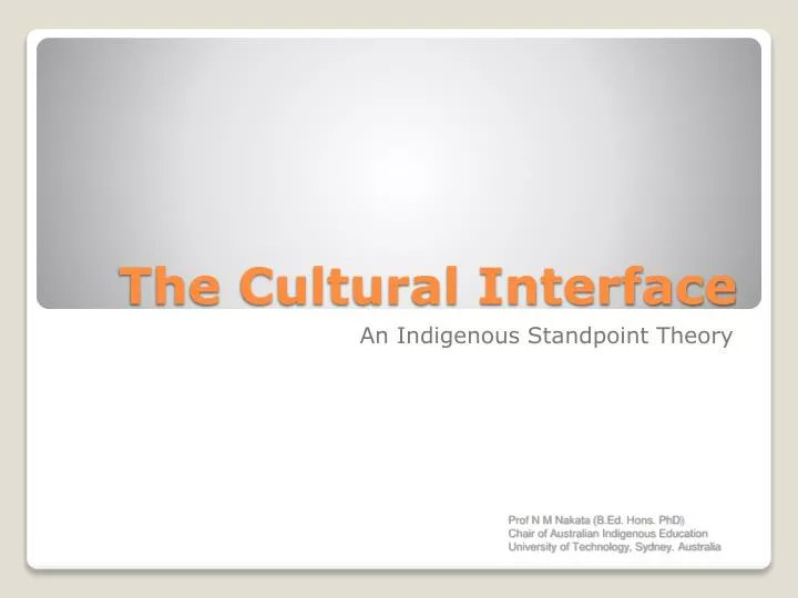 the cultural interface