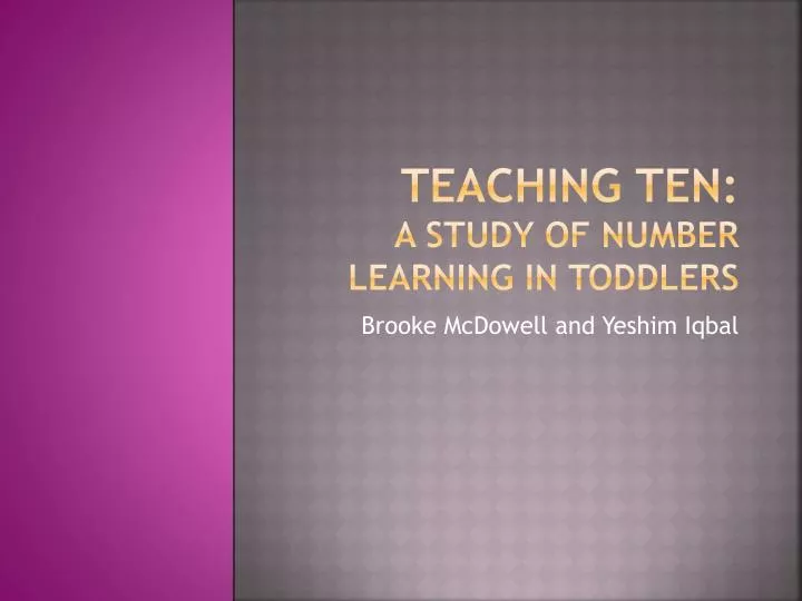 teaching ten a study of number learning in toddlers