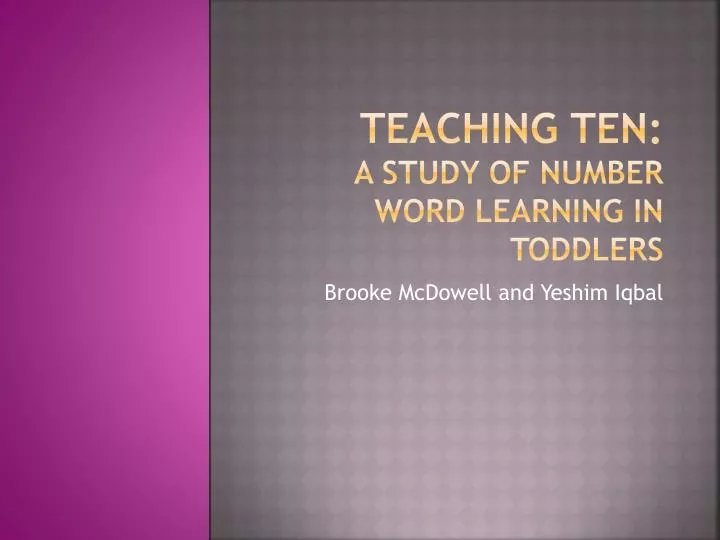 teaching ten a study of number word learning in toddlers