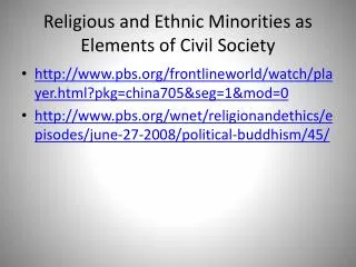 Religious and Ethnic Minorities as Elements of Civil Society