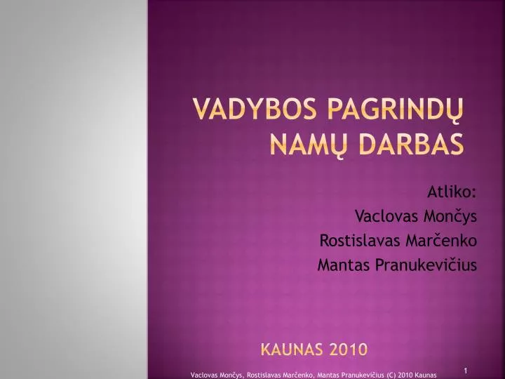 vadybos pagrind nam darbas