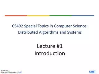 Lecture #1 Introduction
