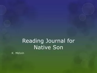 Reading Journal for Native Son