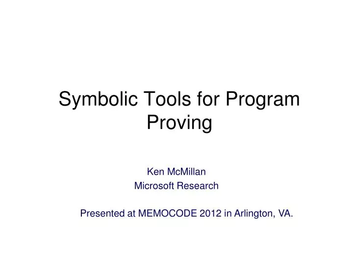 symbolic tools for program proving