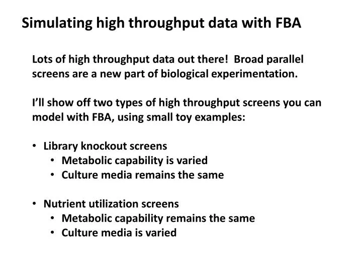 simulating high throughput data with fba