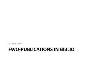 FWO-Publications in biblio
