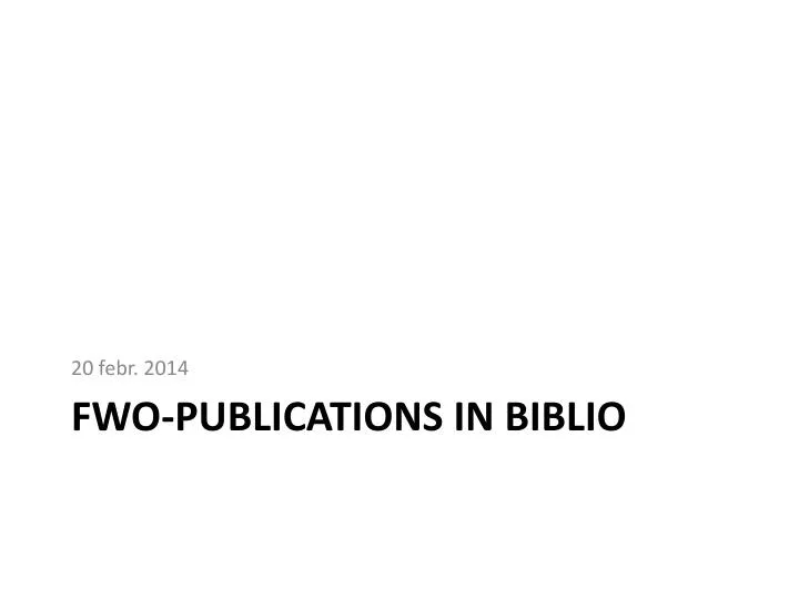 fwo publications in biblio