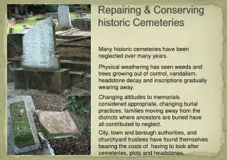 Repairing &amp; Conserving historic Cemeteries