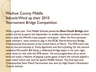 WCSD Middle School Teams ready for 2010 North American Bridge Championships