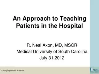 An Approach to Teaching Patients in the Hospital