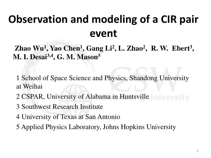 observation and modeling of a cir pair event