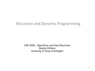 Recursion and Dynamic Programming