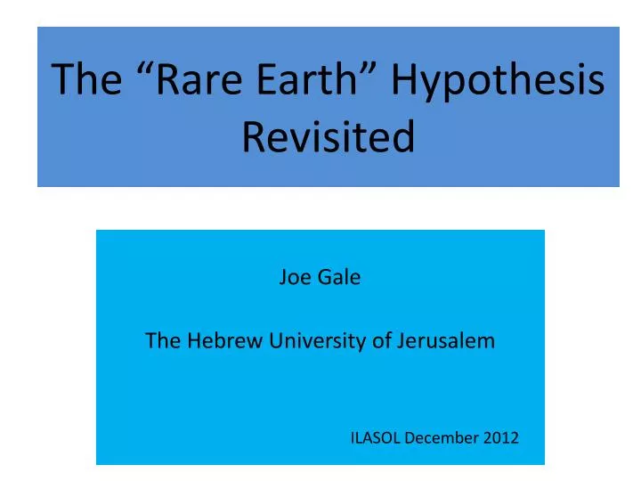 the rare earth hypothesis revisited