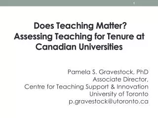 Does Teaching Matter? Assessing Teaching for Tenure at Canadian Universities
