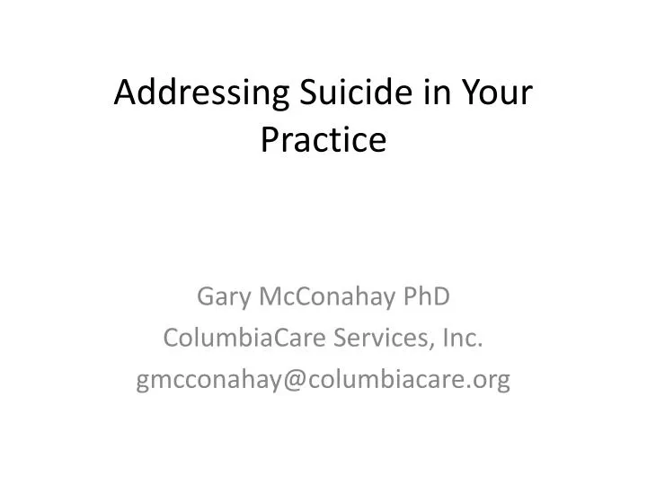 addressing suicide in your practice