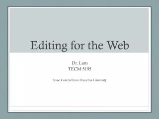 Editing for the Web