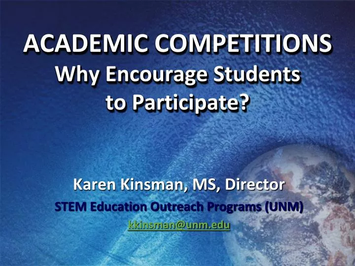 academic competitions why encourage students to participate