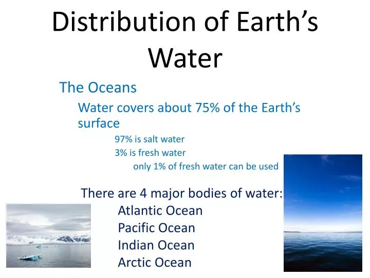 distribution of earth s water