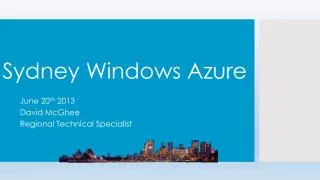 Sydney Windows Azure